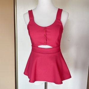 2B Bebe hot pink cut out peplum top. Size S